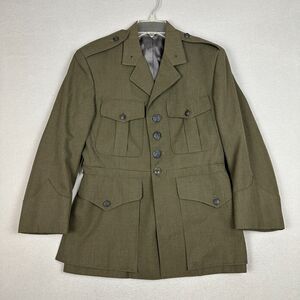 US Marine Corps Vintage Mens Military Service Dress Jacket Green Wool Serge Coat